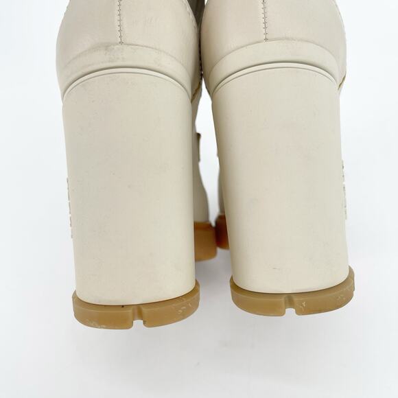 Prada Beige Buffalo Neoprene Lace Up Chelsea 110mm Heeled Ankle Boot Talco IT 36 - Picture 10 of 15